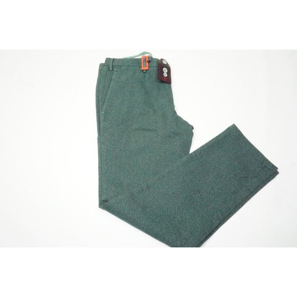 Isaia Slim Green Black WovenCotton Mens Pants Sz 32 Brand New